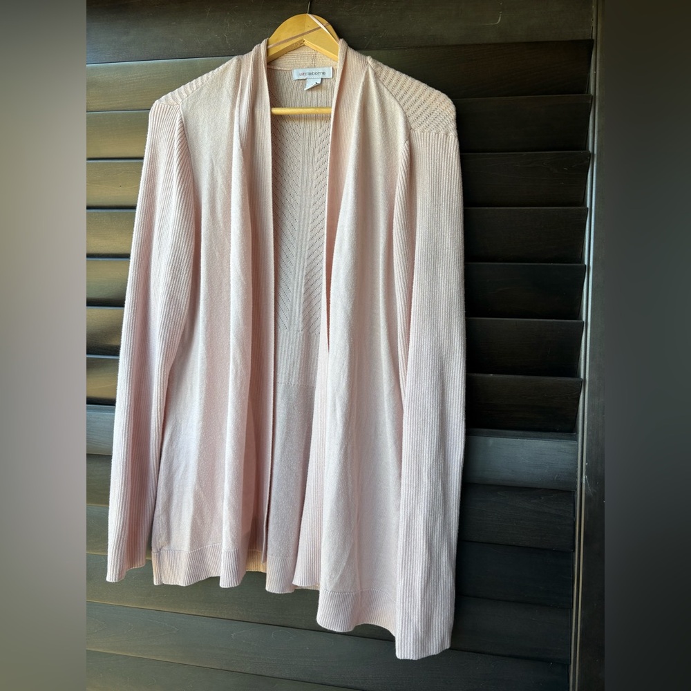 Liz Claiborne 1X Pink Open Cardigan Long Sleeve Cozy Knit